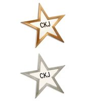 2-Pack Calvin Klein Star-Design Pin-Up Brooches, Stainless Steel Enamel Pin-Ups KJJNDH200, Yellow/Navy/Silver or Silver/Gold/White