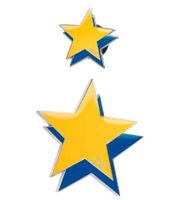 2-Pack Calvin Klein Star-Design Pin-Up Brooches, Stainless Steel Enamel Pin-Ups KJJNDH200, Yellow/Navy/Silver or Silver/Gold/White