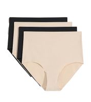 Confezione da 4 comodi slip a vita alta da donna in microfibra liscia, intimo sostenibile a vita alta 952192 Nero/Beige
