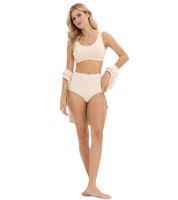 Confezione da 4 comodi slip a vita alta da donna in microfibra liscia, intimo sostenibile a vita alta 952192 Nero/Beige