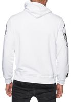 Cool Men's Hoodie with Rock-Style Print - Sweatshirt 19148 - Gray, White, or Black