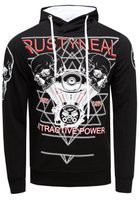 Cool Men's Hoodie with Rock-Style Print - Sweatshirt 19148 - Gray, White, or Black