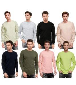 Urbanes Sweatshirt für Herren mit geripptem Ärmeldesign Pullover Sweater 19056 in Grau Melange, Lime-Grün, Rosa, Hell Braun, Hell Grün, Khaki, Marine-Blau oder Schwarz