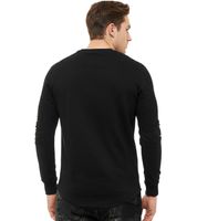 Urbanes Sweatshirt für Herren mit geripptem Ärmeldesign Pullover Sweater 19056 in Grau Melange, Lime-Grün, Rosa, Hell Braun, Hell Grün, Khaki, Marine-Blau oder Schwarz