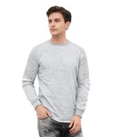 Urbanes Sweatshirt für Herren mit geripptem Ärmeldesign Pullover Sweater 19056 in Grau Melange, Lime-Grün, Rosa, Hell Braun, Hell Grün, Khaki, Marine-Blau oder Schwarz