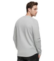 Urbanes Sweatshirt für Herren mit geripptem Ärmeldesign Pullover Sweater 19056 in Grau Melange, Lime-Grün, Rosa, Hell Braun, Hell Grün, Khaki, Marine-Blau oder Schwarz