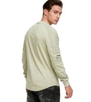 Urbanes Sweatshirt für Herren mit geripptem Ärmeldesign Pullover Sweater 19056 in Grau Melange, Lime-Grün, Rosa, Hell Braun, Hell Grün, Khaki, Marine-Blau oder Schwarz
