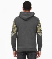 Sweat à capuche homme polyvalent avec imprimés de marque tendance - Sweat à capuche 19078 Anthracite avec jaune ou rouge