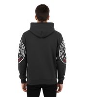 Sweat à capuche homme polyvalent avec imprimés de marque tendance - Sweat à capuche 19078 Anthracite avec jaune ou rouge