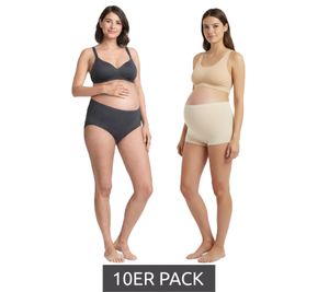 Pack de 10 Braguitas Premamá para Mujer, Algodón Orgánico, 966263 Beige/Antracita