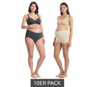 Pack de 10 Braguitas Premamá para Mujer, Algodón Orgánico, 966263 Beige/Antracita