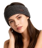 POEDERBAAS Stirnband mit Fleece-Futter Damen und Herren Grobstrick Ohren-wärmer Sport-Zubehör Sport-Ausrüstung HB02 Grau