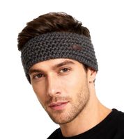 POEDERBAAS Stirnband mit Fleece-Futter Damen und Herren Grobstrick Ohren-wärmer Sport-Zubehör Sport-Ausrüstung HB02 Grau
