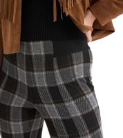 Jeggings suaves para mujer, pantalones bootcut a cuadros con tachuelas, corte ajustado, 926776 Gris/Negro/Dorado/Marrón