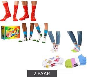 2 paires de chaussettes unisexes Happy Socks dans un coffret cadeau. Chaussettes en coton, imprimées sur toute la surface, idéales pour tous les jours. Coloris : rouge/bleu/multicolore plage ou blanc/multicolore glace.