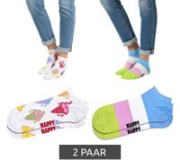 2 Pairs of Happy Socks Unisex Socks in a Gift Box with All-Over Print, Cotton Socks, Everyday Socks, Beach Red/Blue/Multicolor or Ice Cream White/Multicolor