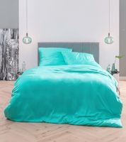Comfortable 3-piece Bellevélé bedding set made of bamboo cotton, consisting of two pillowcases (80x80cm) and one duvet cover (200x200cm). Sustainable cotton bedding set in turquoise.