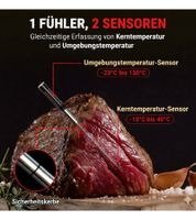 Kabelloses ThermoPro Grill-Thermometer mit 150 m Reichweite Bluetooth-Lebensmittelthermometer Fleischthermometer digitales Kochthermometer Schwarz