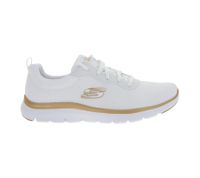 Sneakers da donna SKECHERS Flex Appeal 4.0 ammortizzanti con memory foam Air-Cooled, sneakers basse con toppa con logo, scarpe sportive 149303, nero/oro rosa o bianco/oro rosa