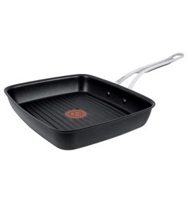 Tefal Guss-Grillpfanne von Jamie Oliver Aluminiumguss-Pfanne Bratpfanne Durchmesser 23 x 27 cm für alle Herdarten CMMF 2100099457 Schwarz
