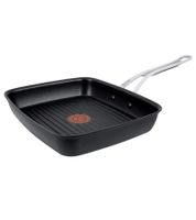 Tefal Guss-Grillpfanne von Jamie Oliver Aluminiumguss-Pfanne Bratpfanne Durchmesser 23 x 27 cm für alle Herdarten CMMF 2100099457 Schwarz