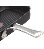 Tefal Guss-Grillpfanne von Jamie Oliver Aluminiumguss-Pfanne Bratpfanne Durchmesser 23 x 27 cm für alle Herdarten CMMF 2100099457 Schwarz