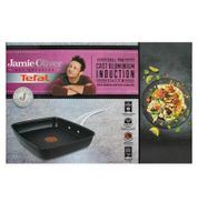 Tefal Guss-Grillpfanne von Jamie Oliver Aluminiumguss-Pfanne Bratpfanne Durchmesser 23 x 27 cm für alle Herdarten CMMF 2100099457 Schwarz
