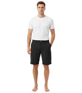 TRENTO Men's Cargo Shorts, Lightweight Casual Shorts with Logo Embroidery, Black