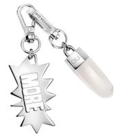 Ensemble de breloques Calvin Klein Downtown : Pendentifs en acier inoxydable avec résine contrastante et logo « MORE » - Accessoires de sac - 7 x 1,3 cm - Argent/Blanc ou Argent/Rouge