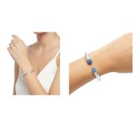 Stylish Calvin Klein Women's Stainless Steel Bracelet with Sparkling Crystals, Wrist Jewelry, Size XS KJ8YMF040 in Silver or Silver/Blue