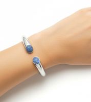 Stylish Calvin Klein Women's Stainless Steel Bracelet with Sparkling Crystals, Wrist Jewelry, Size XS KJ8YMF040 in Silver or Silver/Blue