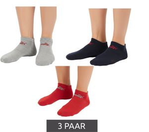 3 pairs of PUMA men's cotton socks, simple sneaker socks, short socks, cotton socks, stockings 701213401-006 Grey/Red/Dark Blue