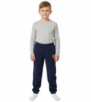 Weiche STEINBECK Kinder Kuschel-Hose für Jungen oder Mädchen aus Mikrofleece Jogginghose mit schöner Applikation Sweat-Hose Navy