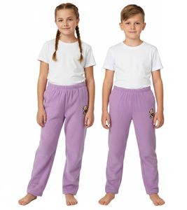 Bequeme STEINBECK Kinder Kuschel-Hose für Jungen oder Mädchen aus Mikrofleece Jogginghose mit schöner Applikation Sweat-Hose Rosa