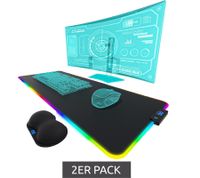 2-Pack Everlasting Comfort RGB Mouse Pad Gaming Mat with LED Lighting, Wrist Rest, and Color-Changing Modes, Large Mouse Pad 80x30cm, Gaming Accessory, Black