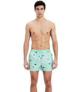 Nikben Men's Swim Trunks, Fashionable Swim Shorts with Sushi Print, 1003M, Turquoise