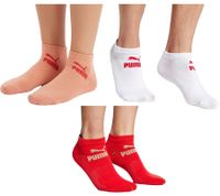 18 Pairs of PUMA Cotton Socks, Simple Sneaker Socks, Short Socks, Cotton Socks, Stockings 701213401 4692 White/Coral, Red, and White