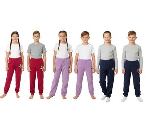 Weiche STEINBECK Kinder Kuschel-Hose für Jungen oder Mädchen aus Mikrofleece Jogginghose mit schöner Applikation Sweat-Hose Rot, Rosa oder Navy