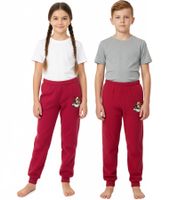 Weiche STEINBECK Kinder Kuschel-Hose für Jungen oder Mädchen aus Mikrofleece Jogginghose mit schöner Applikation Sweat-Hose Rot, Rosa oder Navy