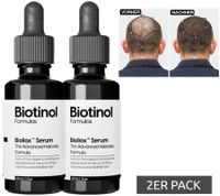Sérum capillaire Biotinol (lot de 2) pour des cheveux plus épais et plus forts. Lutte contre la chute des cheveux. Testé cliniquement. Alternative au minoxidil. Soin capillaire non testé sur les animaux. 2 x 30 ml Noir/Blanc