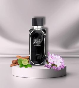 Timeless Lattafa Hayaati Unisex Eau de Parfum, a powerful body fragrance for women and men, 100ml, Black
