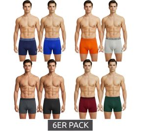 6-Pack Value Pack U.S. POLO ASSN. Premium Men's Boxer Shorts, Sustainable Underwear, 180 g/m², 134 68262 53696 in Royal Blue/Navy, Dark Green/Wine Red, Orange/Gray Melange, or Dark Gray/Black