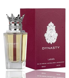 Lattafa Dynasty Platin Unisex Eau de Parfum mit würzig-holziger Signatur Körper-Duft für Damen und Herren 100ml Silber