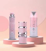Lattafa Yara Women's Gift Set with Eau de Parfum 100ml, Body Spray 200ml, and Room Fragrance 300ml - Pink Body Perfume
