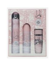 Lattafa Yara Women's Gift Set with Eau de Parfum 100ml, Body Spray 200ml, and Room Fragrance 300ml - Pink Body Perfume