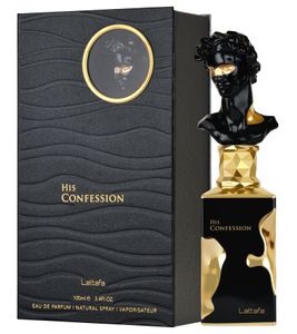 Seductive Lattafa His Confession Men's Eau de Parfum Elegant Body Fragrance 100ml Black/Gold