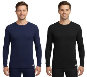 Warmhaltendes TOPTEX PRO Herren Thermo Langarm-Unterhemd mit ThermoTherm Winter Sport-Shirt mit OEKO-TEX Standard 100 Arbeits-Shirt Navy oder Schwarz
