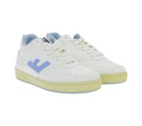 Baskets basses FLAMINGOS LIFE RETRO 90s pour homme, style urbain durable, fabriquées en Espagne, blanches et bleues.
