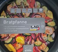 HOME IDEAS Padella in alluminio forgiato, adatta all'induzione, rivestimento antiaderente, 24 cm, argento/nero