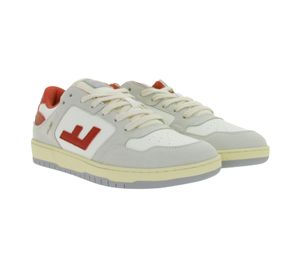 Baskets basses vegan SALINE pour femmes de Flamingos Life, fabriquées au Portugal, coloris gris/blanc/rouge